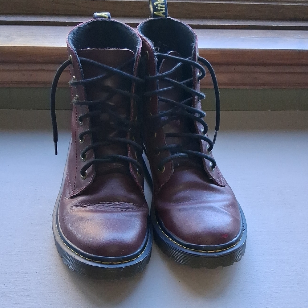 Dr. Martens Burgundy Leather Combat Boots